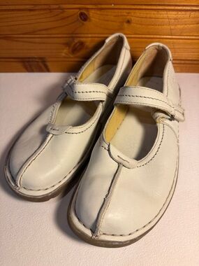 Camel active off-white Cream Mary Jane Leather Shoes with Strap
